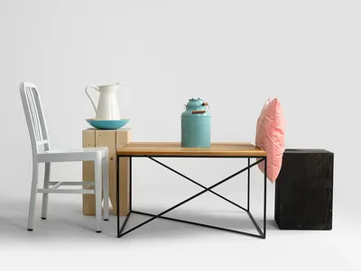 Stół kawowy MEMO SOLID WOOD 80 - naturalny/czarny