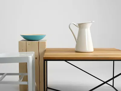 Stół kawowy MEMO SOLID WOOD 80 - naturalny/czarny