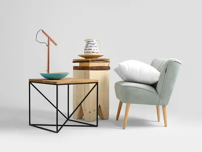 Stolik MEMO SOLID WOOD 50 - naturalny/czarny