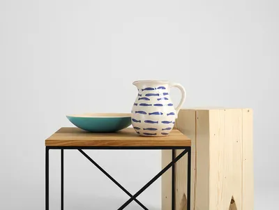 Stolik MEMO SOLID WOOD 50 - naturalny/czarny