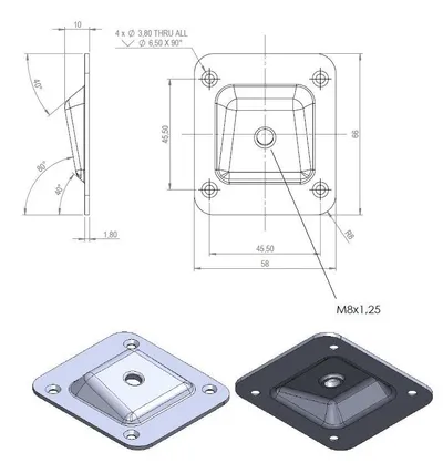 Łącznik nogi Siso 10 stopni - ocynk biały / 66x58 mm
