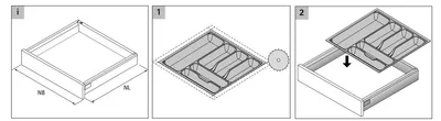 Wkład na sztućce ORGATRAY 440 - srebrny / 601-700 x 441-520 mm