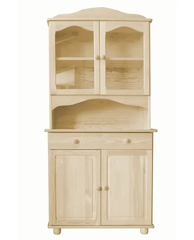 Kredens sosnowy dwudrzwiowy z elementami szkła KR-29
