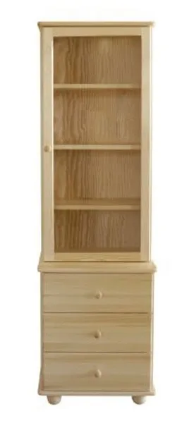 Witryna drewniana sosnowa z elementami szkła KR-33