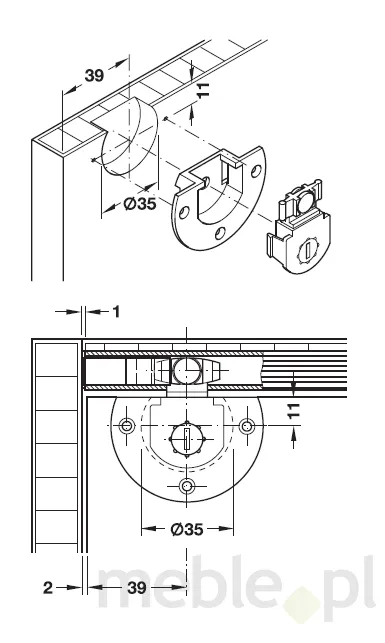 Szyna Jezdna Górna System  FINGER FIX  INFRONT Srebrna 200CM