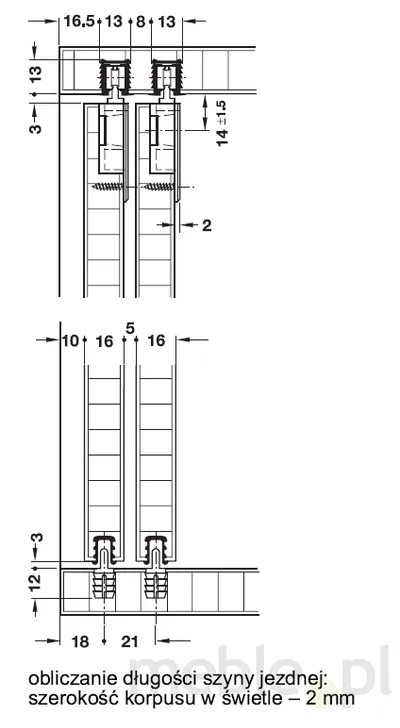 Szyna Jezdna Górna System  FINGER FIX  INFRONT Srebrna 200CM