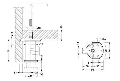 Regulator poziomu 308 CAMAR do dużych obciążeń / wys. 60 mm