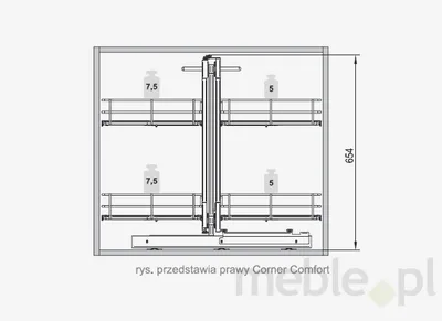 MAXIMA CLASSIC Corner Comfort 1200 prawy metal chrom