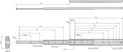 Prowadnica Kulkowa DZ3657 dł.610 mm 100 kg Wysuw 100% Accuride