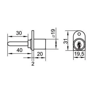 Zamek centralny Siso 1018 MASTER J11 - niklowany / fi 19 mm