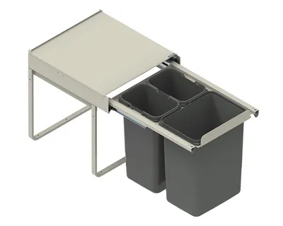 Pojemnik na odpady JC606 "45-50" wysoki (414x505x450) potrójny 2x9L/1x20L tworzywo sztuczne srebrny DS