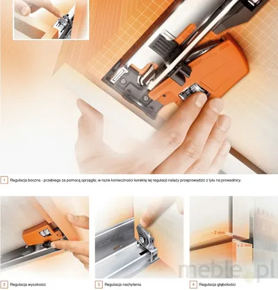Prowadnica z hamulcem MOVENTO BLUMOTION S 766H S / dł. 70 cm / 60 kg / wysuw 100%