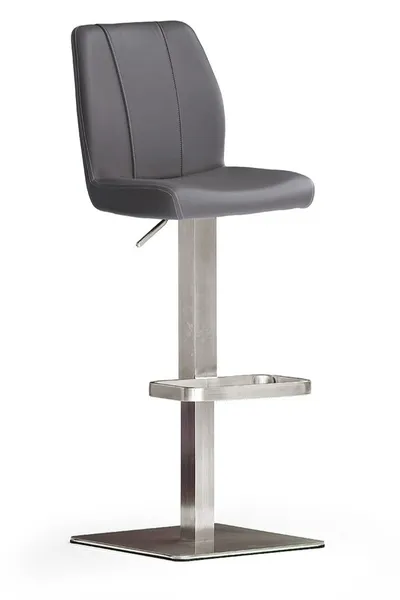 Hoker NAOMI z kwadratową podstawą - ekoskóra szara/stal szczotkowana