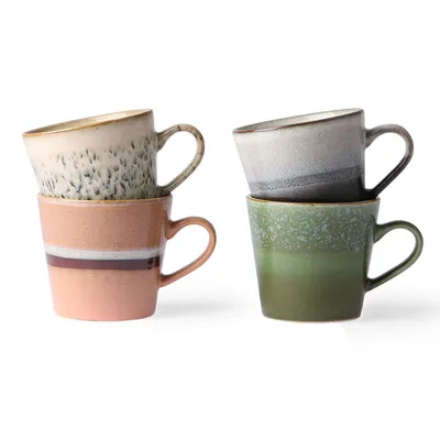 Zestaw 4 ceramicznych kubków do cappuccino 70's