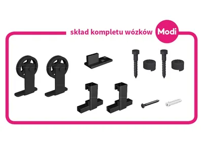 MODI Roc Design Zestaw do drzwi przesuwnych Czarny 1950 mm Kółka Ażurowe