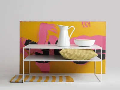 Stół kawowy TENSIO 2 FLOOR METAL 100x60 - biały
