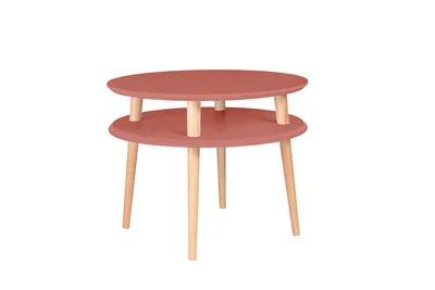 Stolik kawowy UFO 70x35/45 cm - ciemny koralowy