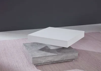 Stolik kawowy obrotowy UNIVERSAL 119 - biały/beton