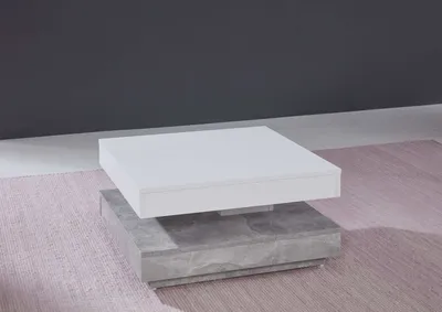 Stolik kawowy obrotowy UNIVERSAL 119 - biały/beton
