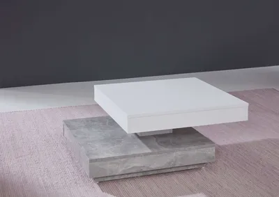 Stolik kawowy obrotowy UNIVERSAL 119 - biały/beton
