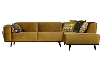 Sofa narożna STATEMENT prawa - velvet miodowy