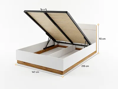 Łóżko z pojemnikiem 140x200 DENTRO DT-02 - biały/dąb stirling