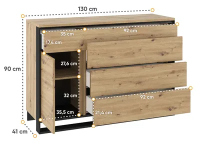Komoda z oświetleniem QUANT QA-08 - dąb artisan/czarny