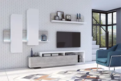 Witryna wisząca z półką BOTA 04 - biały/beton Colorado
