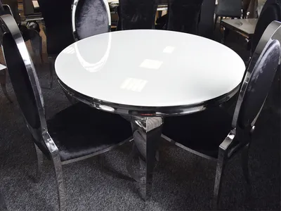 Stół okrągły TH306-5 140 cm - białe szkło