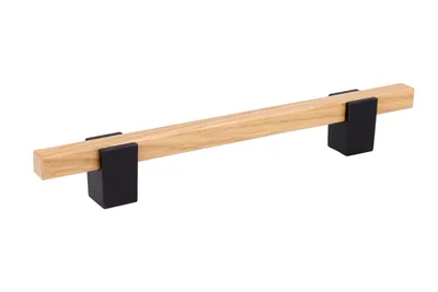 Uchwyt 2434 - drewno, metal czarny mat / rozstaw 160 mm