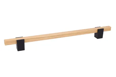 Uchwyt 2434 - drewno, metal czarny mat / rozstaw 256 mm