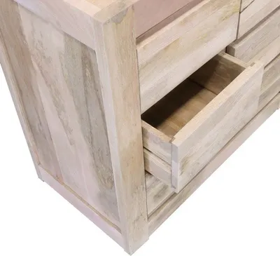 Komoda drewniana MILANO 6 szuflad - mango naturalne