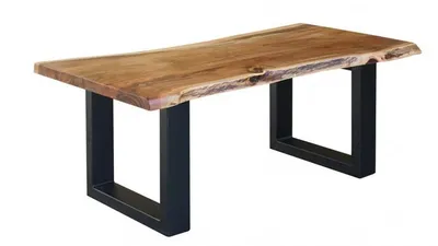 Stolik kawowy industrialny 110x60 - akacja naturalna/czarny