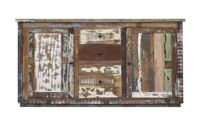 Komoda z drewna z odzysku 2-drzwiowa z trzema szufladami RUSTIC VINTAGE
