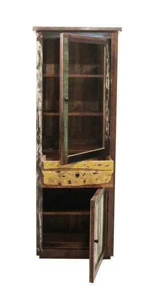 Witryna 2-drzwiowa z szufladą z drewna z odzysku RUSTIC VINTAGE