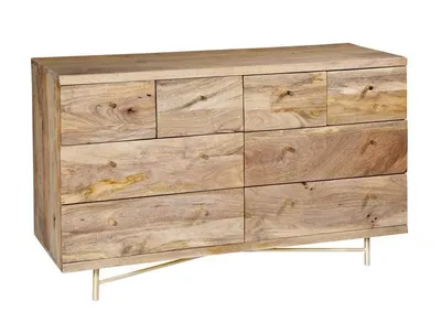 Komoda drewniana RING 8 szuflad - mango naturalne