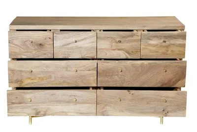 Komoda drewniana RING 8 szuflad - mango naturalne