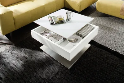 Stolik z obrotowym blatem MARIKO 75x75 - biały mat