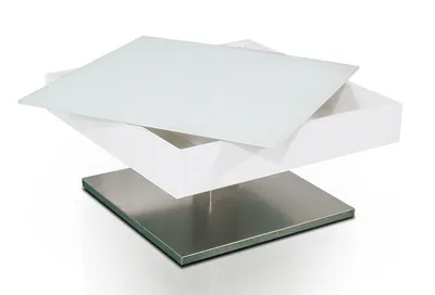 Stolik z obrotowym blatem MARIKO 75x75 - biały mat