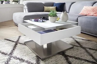 Stolik z obrotowym blatem MARIKO 75x75 - biały mat