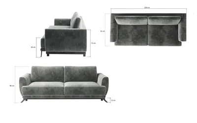 Sofa rozkładana z bokami MEGIS - tkanina Riviera 38