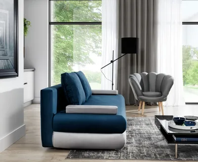 Sofa rozkładana MILO - tkanina Berlin 01/ekoskóra Soft 11