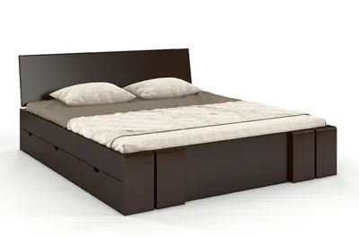 Łóżko drewniane sosnowe z szufladami VESTRE Maxi&DR 200x200 - palisander
