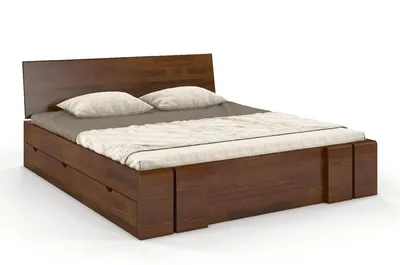 Łóżko drewniane sosnowe z szufladami VESTRE Maxi&DR 180x200 - orzech