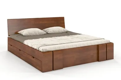 Łóżko drewniane bukowe z szufladami VESTRE Maxi&DR 180x200 - orzech