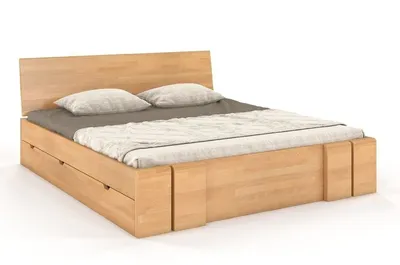 Łóżko drewniane bukowe z szufladami VESTRE Maxi&DR 140x20 - naturalny