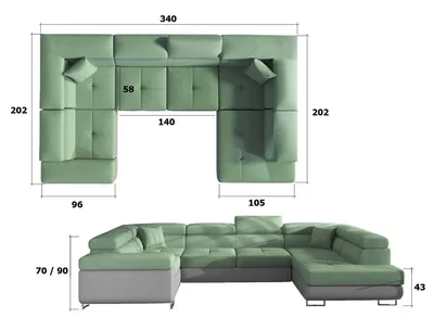 Narożnik rozkładany LETTO - tkanina Berlin 03/ekoskóra Soft 66