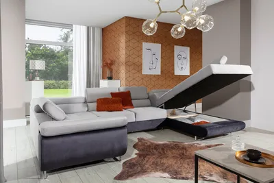 Narożnik rozkładany LETTO - tkanina Berlin 03/ekoskóra Soft 66