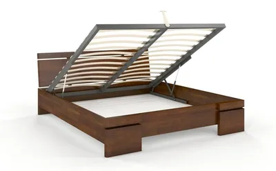 Łóżko drewniane sosnowe ze skrzynią na pościel SPARTA Maxi&ST 120x200 - orzech