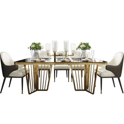 Stół ELBA Gold 180x90 - czarny/złoty